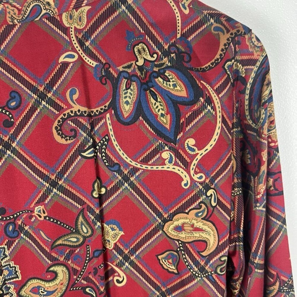 Vintage Talbots Faux Wrap Midi Dress sz 8 PETITE Plaid Equestrian Academia‎ Prep - Picture 6 of 10